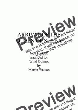 page one of Arrival of the Queen of Sheba for Wind Quintet