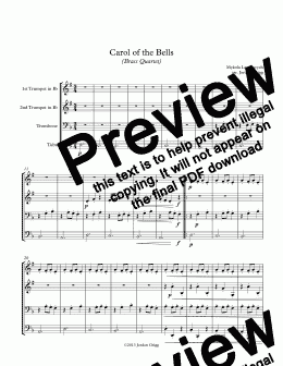 page one of Carol of the Bells (Brass Quartet)