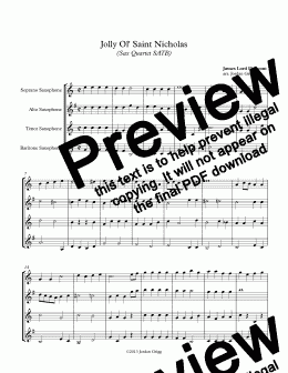 page one of Jolly Ol’ Saint Nicholas (Sax Quartet SATB)