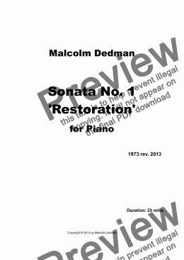 page one of Piano Sonata No. 1  ’Restoration’