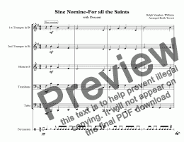 page one of For all the Saints (Sine Nomine) for Brass Quintet & Percussion (All Saint's Day)