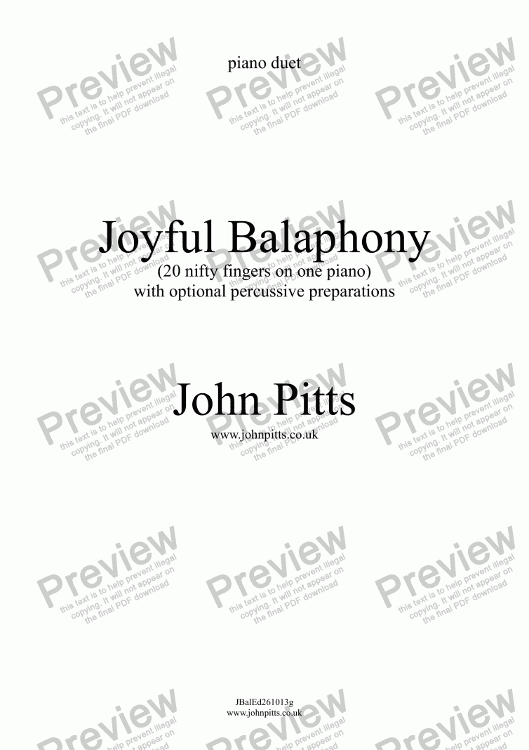 page one of Joyful Balaphony   John Pitts