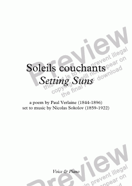 page one of Soleils couchants (N. Sokolov / Verlaine)