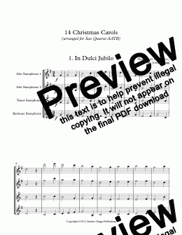 page one of 14 Christmas Carols (Sax Quartet AATB)