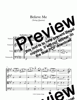 page one of Believe Me (String Quartet)