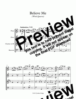 page one of Believe Me (Wind Quartet)