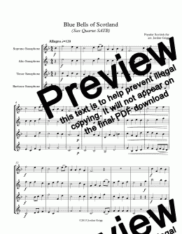 page one of Blue Bells of Scotland (Sax Quartet SATB)