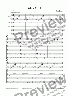 page one of Witch  [Piano quartet]