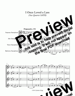 page one of I Once Loved a Lass (Sax Quartet SATB)