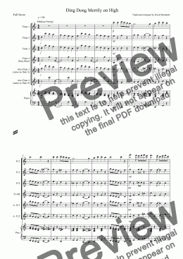 page one of Ding Dong Merrily on High (Jazzy Style!) for Flute Quartet