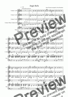 page one of Jingle Bells (Jazzy Style!) for Clarinet Quartet