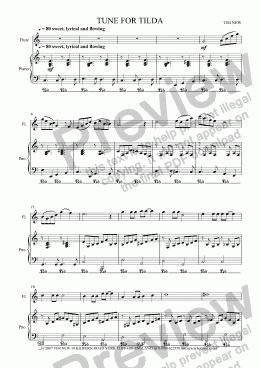 page one of TUNE FOR TILDA for flute and piano