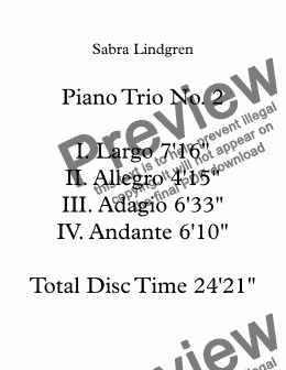 page one of Piano Trio No. 2 in A II. Allegro