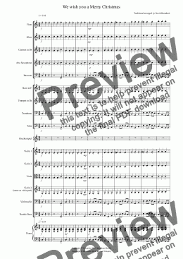 page one of We wish you a Merry Christmas for School Orchestra