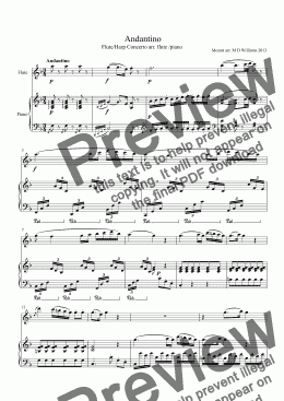page one of Mozart Flute/Harp Concerto Andantino arr. flute /piano