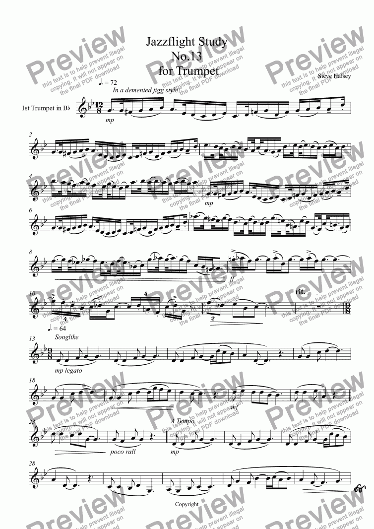 page one of Jazzflight Study  No.13  for Trumpet