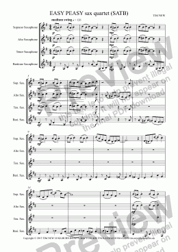 page one of EASY PEASY sax quartet (SATB)