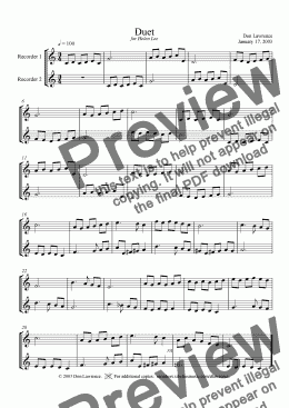 page one of Recorder Duet