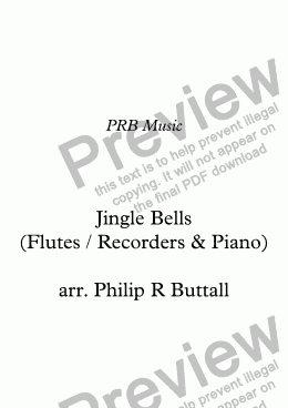 page one of Jingle Bells (Flutes/Recorders & Piano)