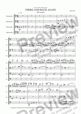 page one of THERE AND BACK AGAIN cello quartet