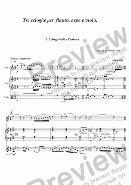 page one of Tre Ecloghe (flute, harp & viola)
