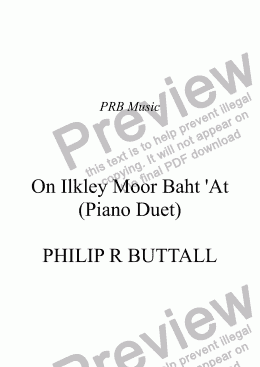 page one of On Ilkley Moor Baht ’At (Piano Duet)