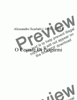 page one of O Cessate Di Piagarmi Arranged for Soprano Singer and Junior Orchestra