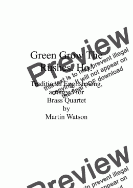 page one of Green Grow The Rushes. Ho! for Brass Quartet