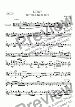 page one of ELEGY (cello solo)