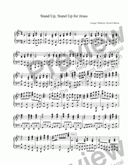 page one of "Stand Up, Stand Up for Jesus" for Gospel piano
