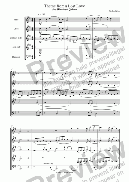 page one of Theme From a Lost Love