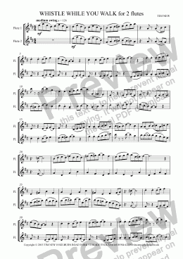 page one of WHISTLE WHILE YOU WALK for 2 flutes