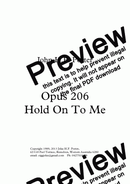 page one of Hold onto me