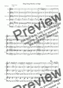 page one of Ding Dong Merrily on High (Jazzy Style!) for Wind Quartet