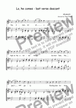 page one of Descant (vocal/instrumental) to Helmsley (Lo, he comes)