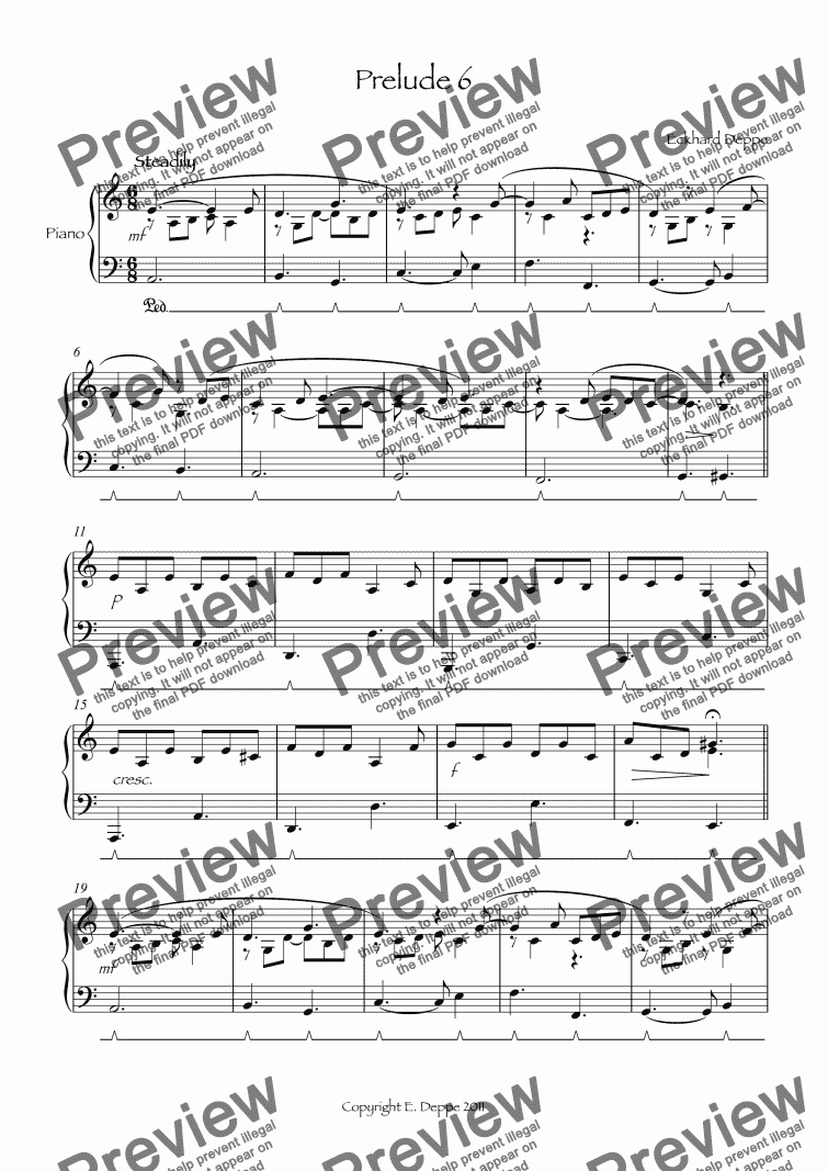 page one of Prelude 6 ( From 12 Pop-Preludes Easy to Moderate)