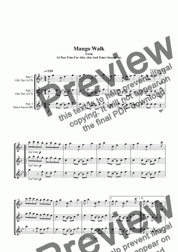 page one of Mango Walk. Trio For Alto, Alto And Tenor Saxoophone