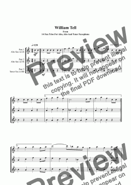 page one of William Tell. Trio For Alto, Alto And Tenor Saxophone