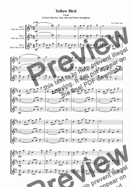page one of Yellow Bird. Trio For Alto, Alto And Tenor Saxophone