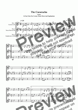 page one of The Cucaracha. Trio For Cornet, Tenor Horn, Euphonium