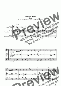 page one of Mango Walk. Trio For Cornet, Tenor Horn And Euphonium