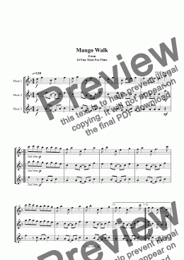 page one of Mango Walk. Flute Trio