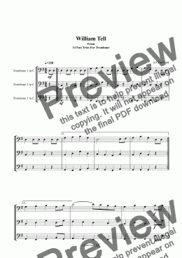 page one of William Tell. Trombone Trio