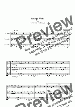 page one of Mango Walk. Trumpet Trio