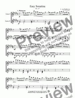 page one of Easy Sonatina No. 37 for guitar duet
