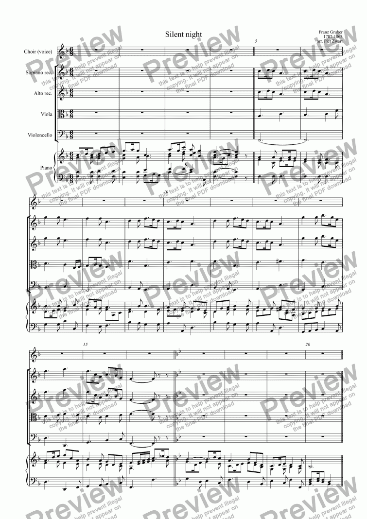 page one of Silent night (Gruber)arr.