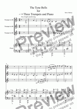 page one of The Tyne Bells for  Three Trumpets and Piano