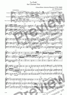 page one of ’La Fede’  for Clarinet Trio