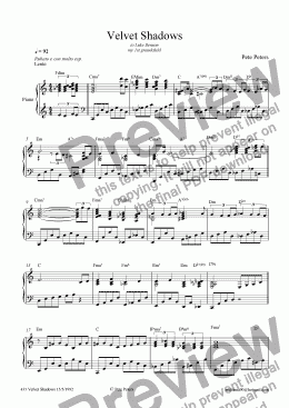 page one of Velvet Shadows [Piano solo]