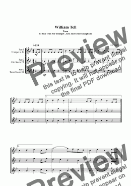 page one of William Tell. Trio For Trumpet, Alto And Tenor Saxophone
